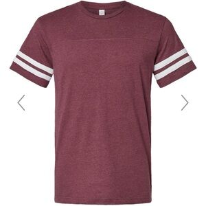 NEW LAT Apparel Football Jersey T-Shirt, Vintage Burgundy/ White, Size Medium